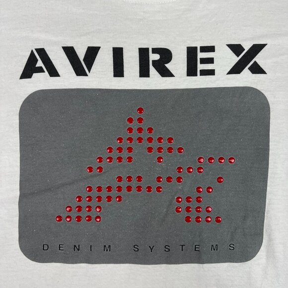 Avirex Shirt Mens 2XL XXL White Long Sleeve Denim Systems Y2K USA Made Vintage 2 - Picture 5 of 10